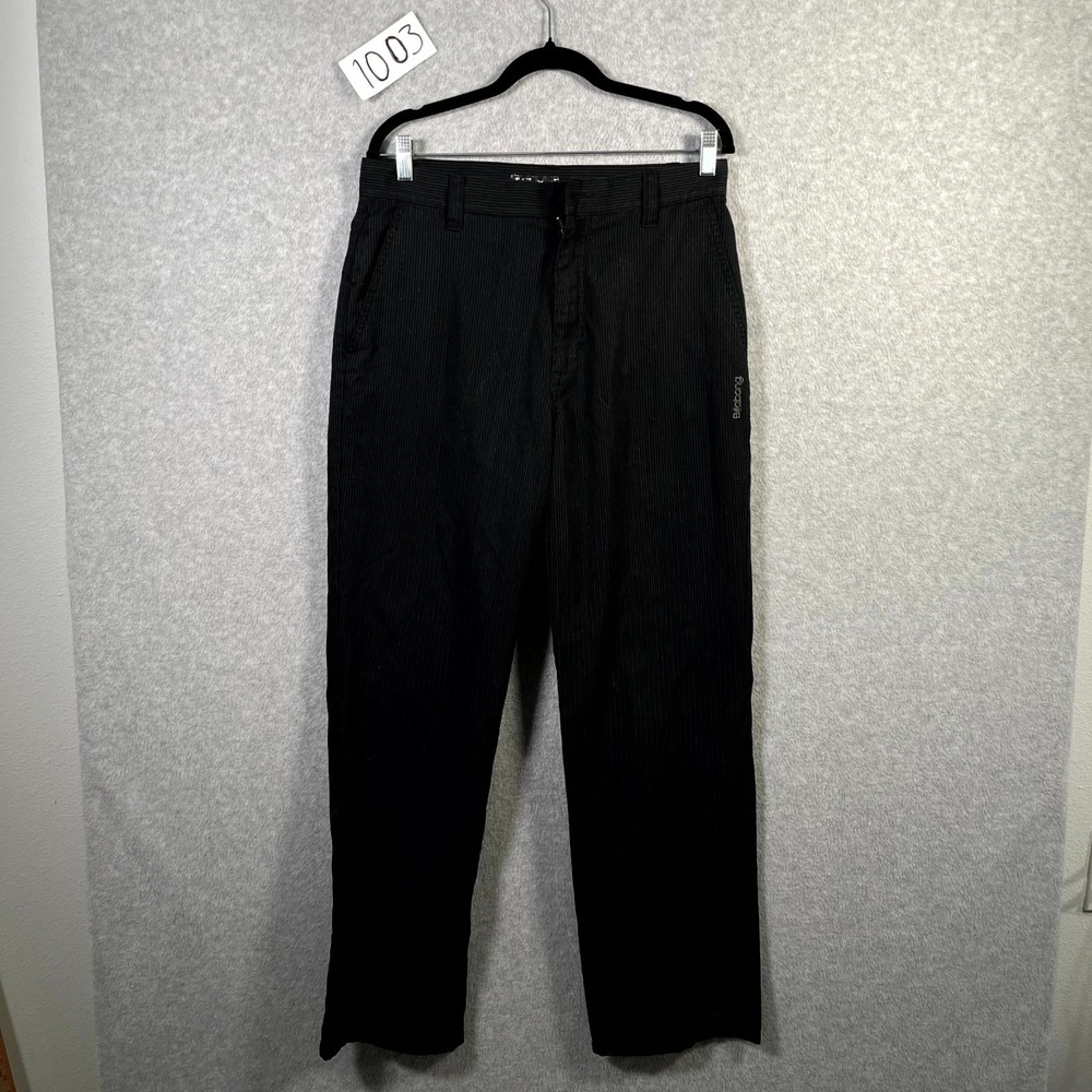 Billabong Chino Pants Mens 32 Black Pinstripe Slash Pockets-Lost Button